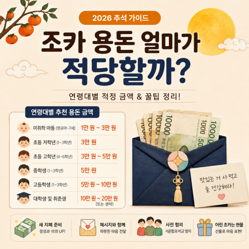 조카 추석 용돈 얼마? 나이별 정리 리스트