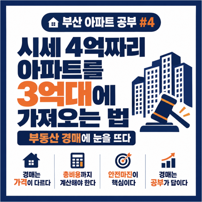 [부산 아파트 공부 #4] 시세 4억짜리 아파트를 3억대에 가져오는 법｜부동산 경매에 눈을 뜨다