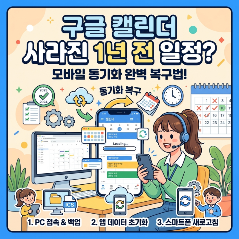 구글 캘린더 1년 전 일정이 안 보일 때? 모바일 동기화 완벽 복구법