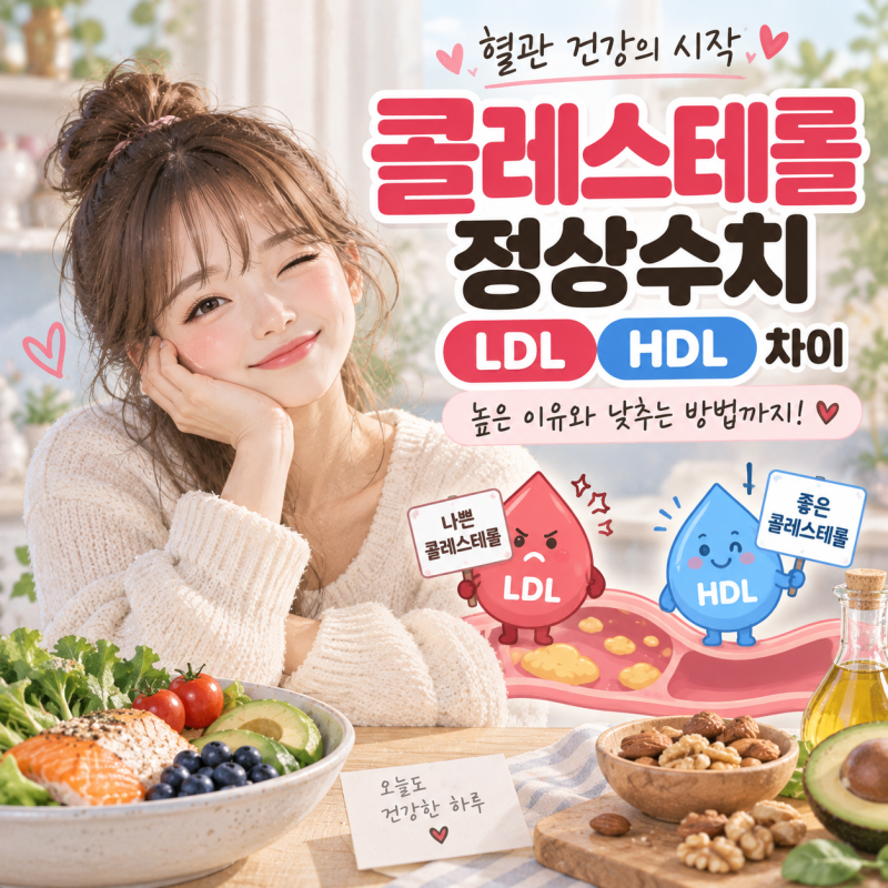 콜레스테롤 정상수치 LDL HDL 차이, 콜레스테롤 높은 이유와 낮추는 방법 (좋은 나쁜 콜레스테....