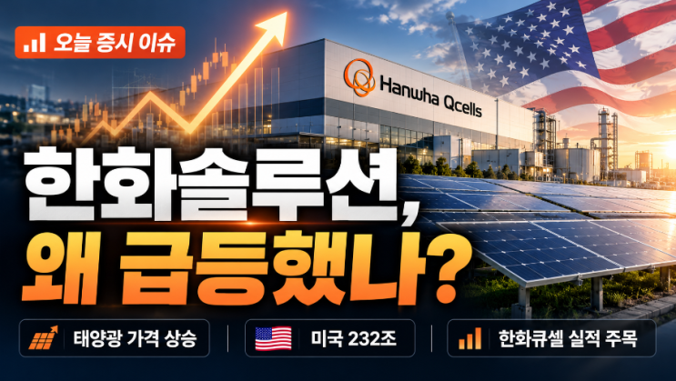 <b>한화솔루션</b> 갑자기 12% 급등, 무슨 일? 미국 태양광 가격 40% 오른 이....