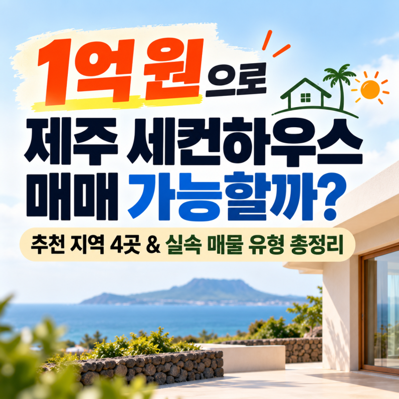 1억 원으로 제주 세컨하우스 매매 | 추천 지역 4곳 & 실속 매물 유형 총정리