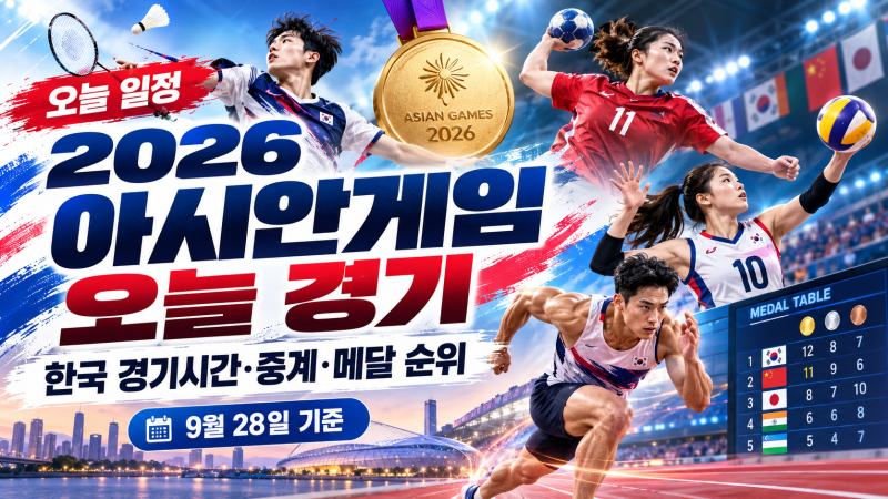 2026 아시안게임 오늘 경기 일정｜안세영 결승 진출·한국 경기시간·중계·메달 순위