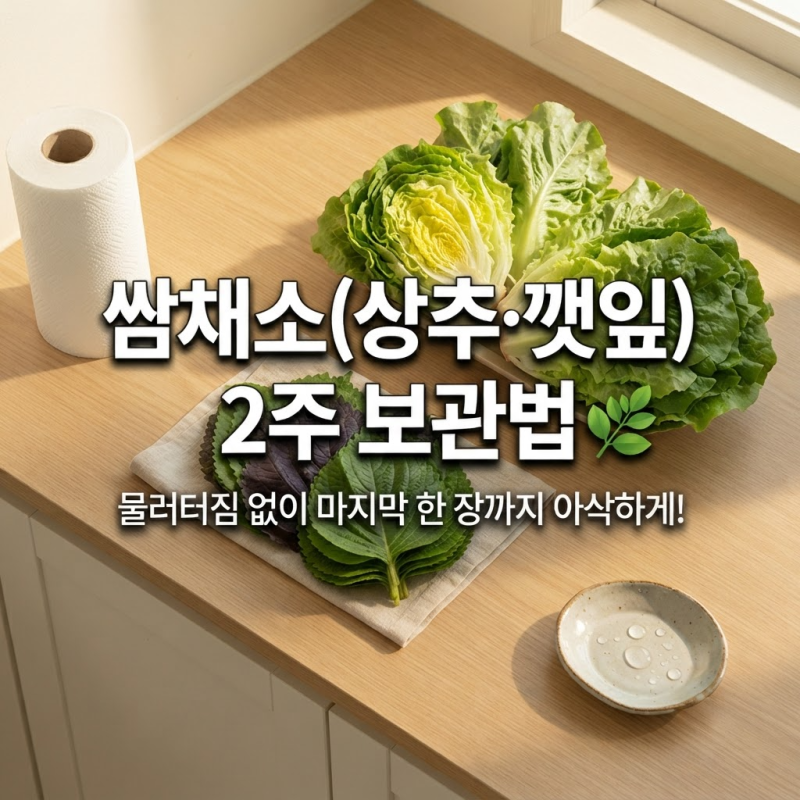 쌈채소(상추, 깻잎) 시들지 않고 2주 동안 아삭한 보관법 (2026)
