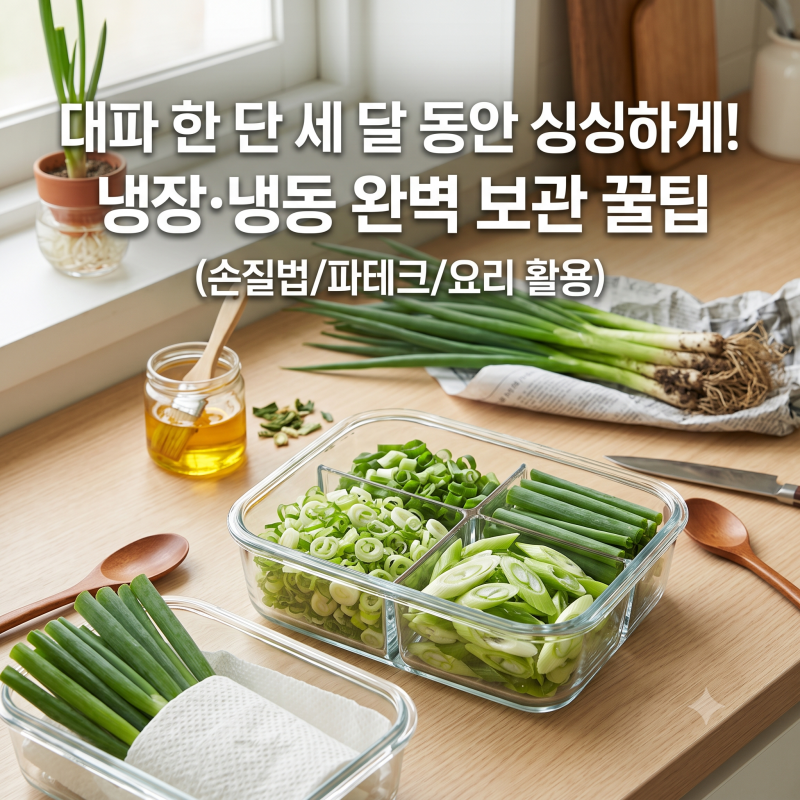 [대파 보관법] 한 단 다 먹을 때까지 무르지 않는 세척, 냉장, 냉동 꿀팁