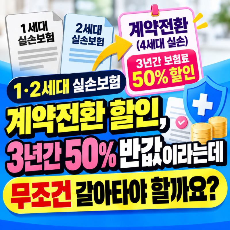 1·2세대 실손보험 계약전환 할인, 3년간 50% 반값이라는데 무조건 갈아타야 할까요?