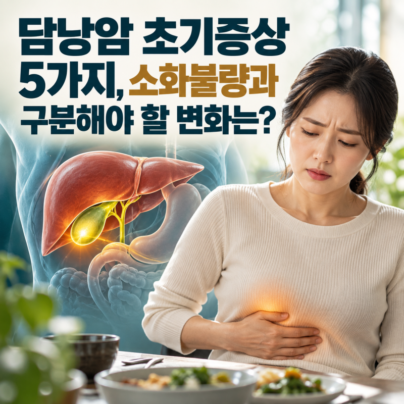 담낭암 초기증상 5가지, 소화불량과 구분해야 할 변화는?