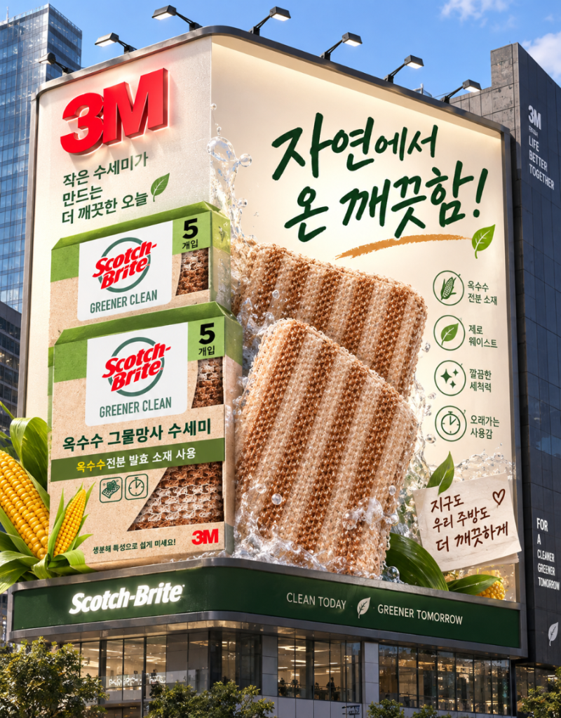 주방 수세미 바꿀 때 찾게 되는 3M 옥수수 망사 천연 수세미, 제로 웨이스트 설거지 꿀템