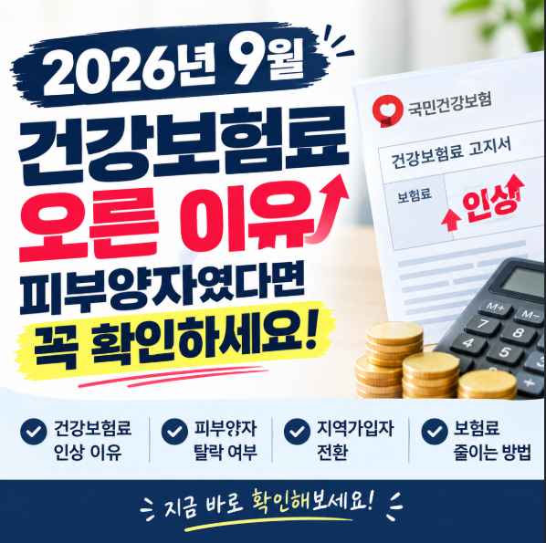 2026년 9월 건강보험료 줄일 수 있는 방법 3가지,오른 이유, 피부양자였다면 꼭 확인하세요.