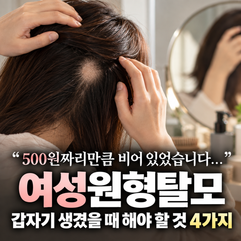 "500원짜리만큼 비어 있었습니다..." 여성원형탈모 갑자기 생겼을 때 해야 할 것 4가지