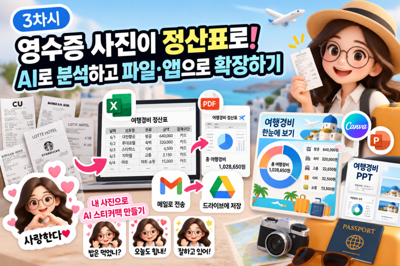[평생03-03] AI로 분석하고 파일·앱으로 확장하기 : 영수증 사진으로 여행경비 정산부터 인포....