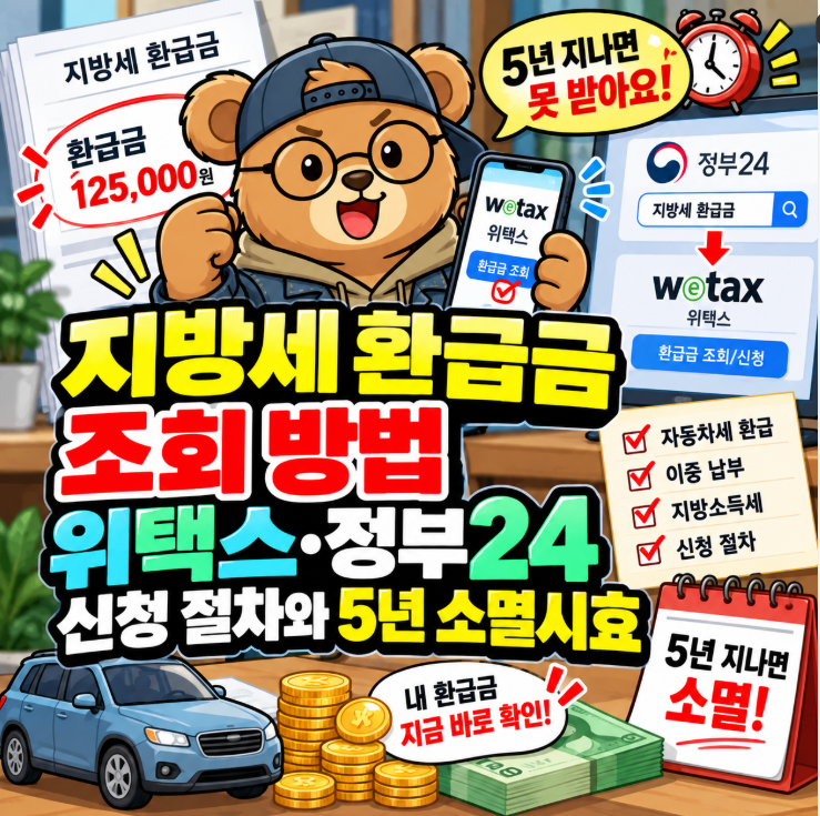 지방세 환급금 조회 방법: 위택스·정부24 신청 절차와 5년 소멸시효 총정리