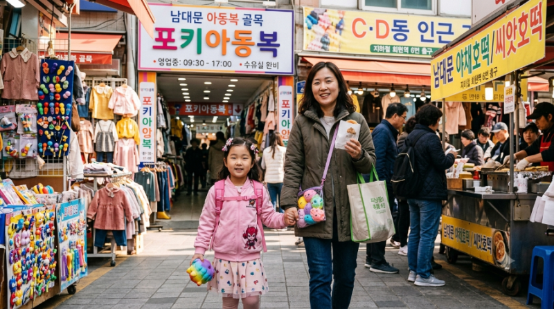 [남대문시장 아이와] 6살 딸과 아동복 쇼핑, 장난감, 야채호떡 후기 (주차·영업시간·남산 코....