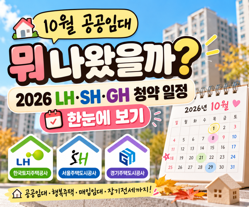 10월 공공임대 뭐 나왔을까?｜2026 LH·SH·GH 청약 접수일정 총정리
