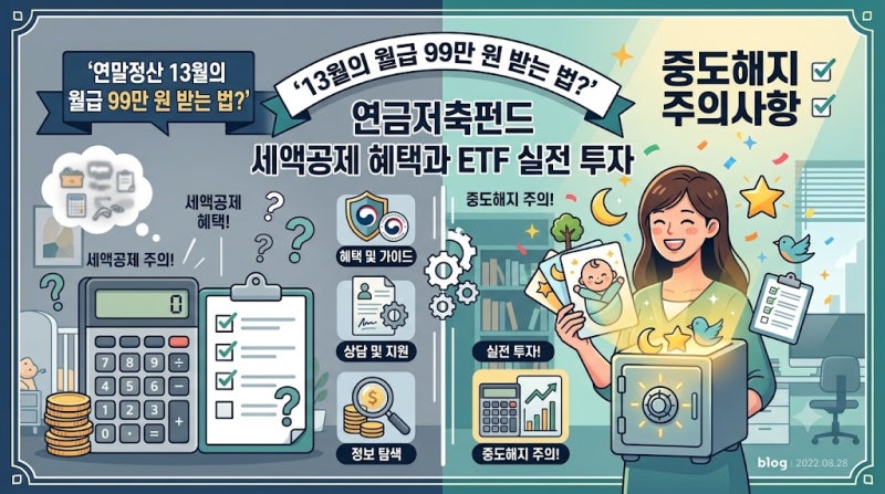 "연말정산 13월의 월급 99만 원 받는 법?" 연금저축펀드 세액공제 혜택과 ETF 실전 투자 및 중도....