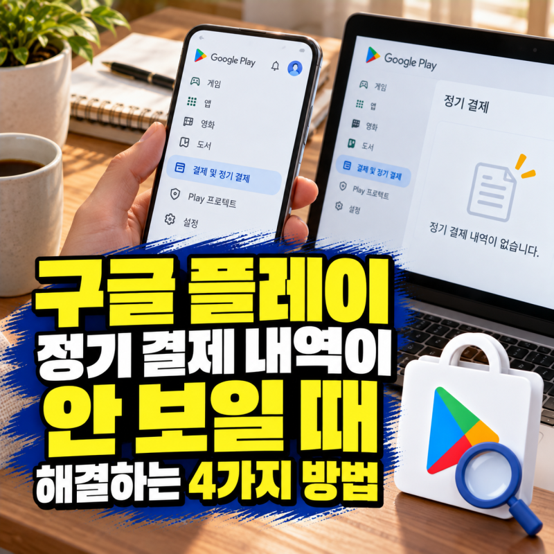 구글 플레이, 구독 결제 내역 안 보일 때? 해결방법 4가지!