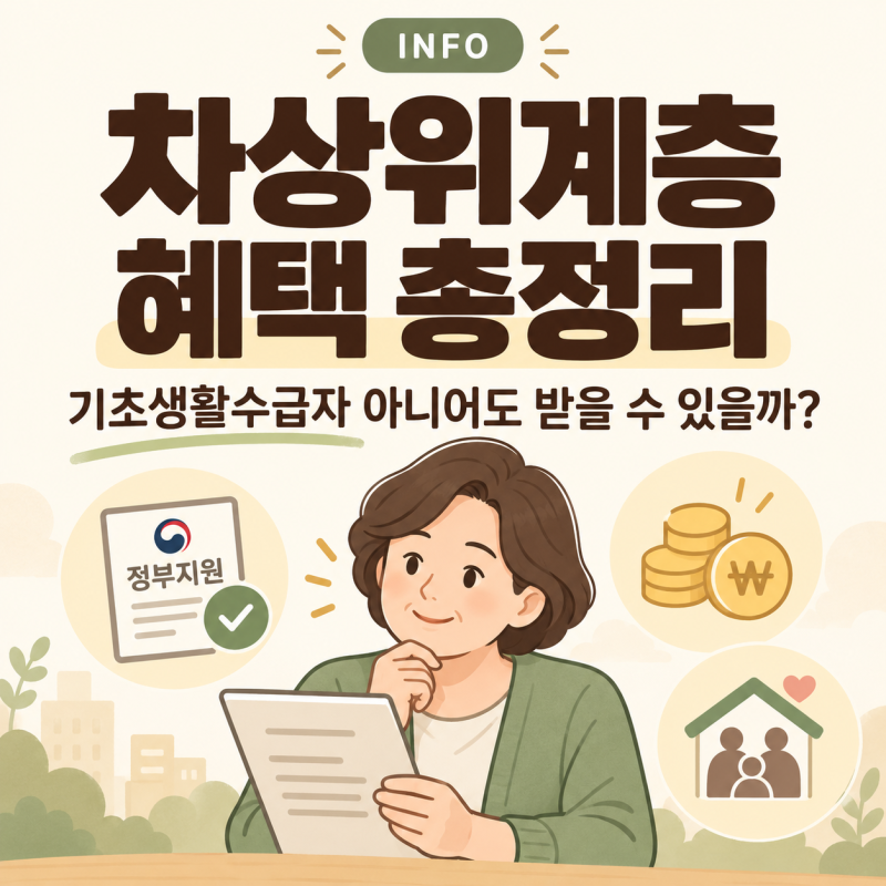 기초생활수급자 아니어도 받을 수 있는 정부지원｜차상위계층 혜택 총정리