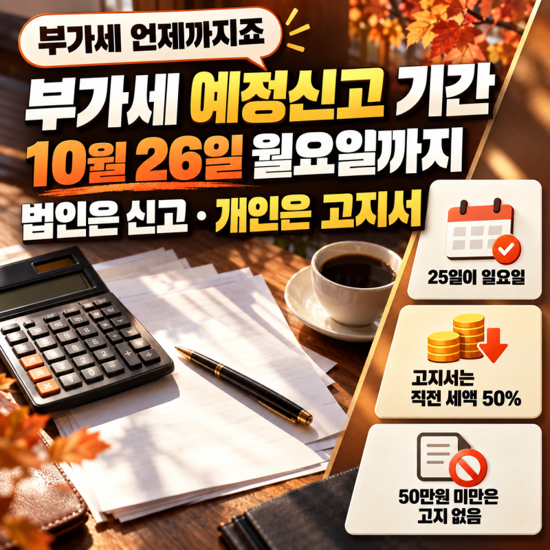 부가세 예정신고 기간 10월 26일까지, 대상·예정고지·납부 방법 총정리