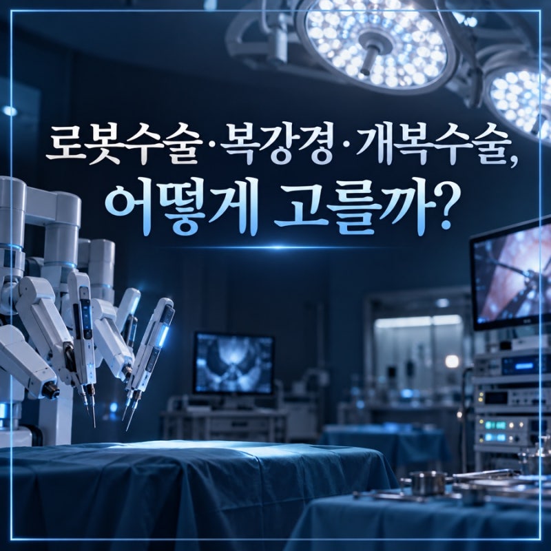 로봇수술·복강경·개복수술, 어떻게 고를까? 절개 크기부터 회복·위험·비용까지, 수술법 선....