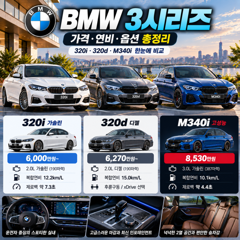 BMW 3시리즈 가격 총정리｜320i·320d·M340i 가격·연비·옵션 차이