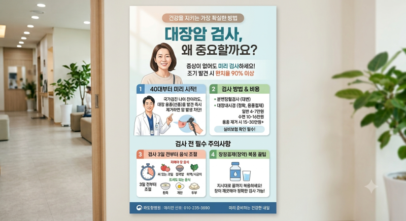 [건강 정보] 대장암 검사 꼭 해야 할까? 40대 비용부터 주의사항까지 총정리!