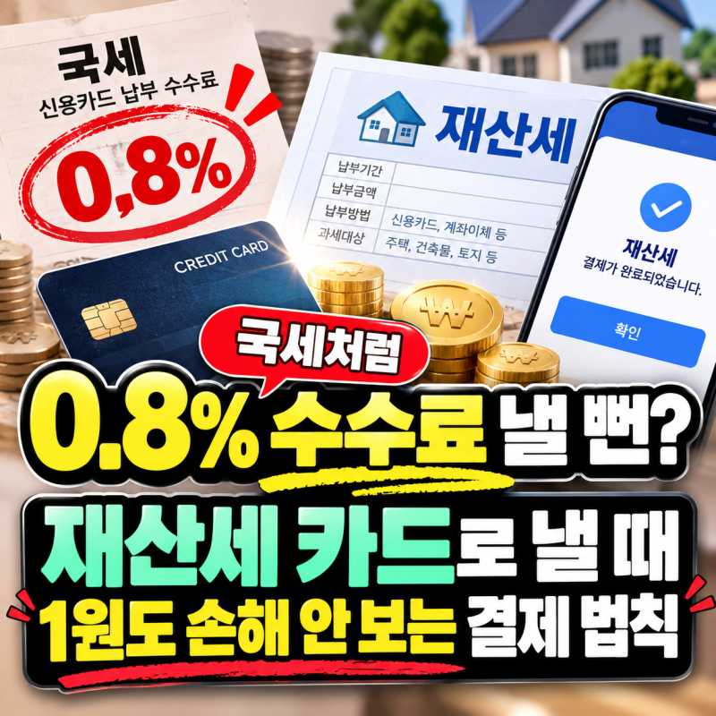 "국세처럼 0.8% 수수료 낼 뻔?" 재산세 카드로 낼 때 1원도 손해 안 보는 결제 법칙