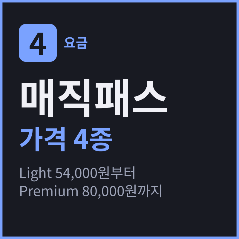 롯데월드 매직패스 가격 4종, 권종별 탑승 어트랙션과 구매 규칙