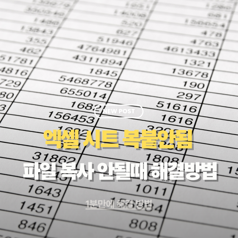 엑셀 시트 복사 안됨, 기존 엑셀파일 내용이 들어있는 파일 복사 안될때 해결방법
