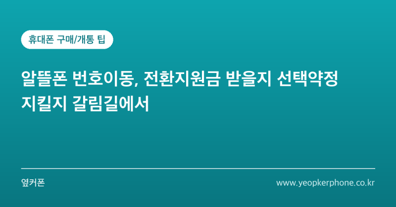 알뜰폰 번호이동, 전환지원금 받을지 선택약정 지킬지 갈림길에서