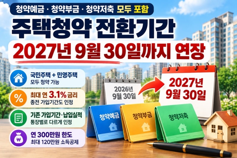 주택청약 전환기간 연장 확정｜청약예금·부금·저축 뭐가 달라질까
