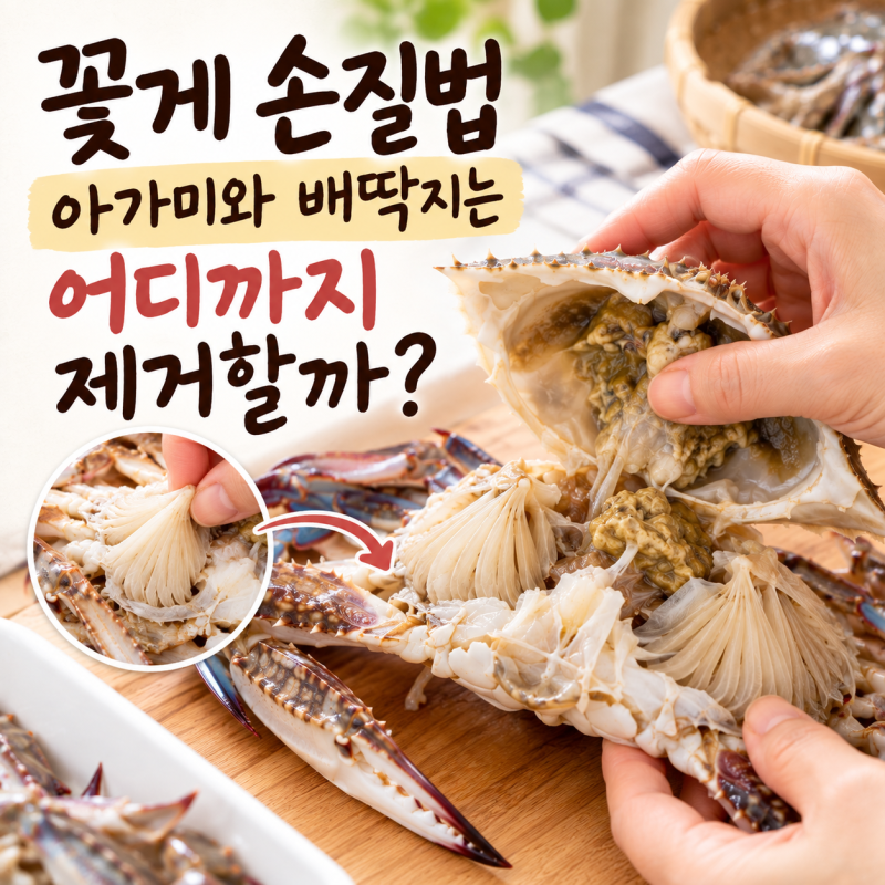 꽃게 손질법, 아가미와 배딱지는 어디까지 제거할까?