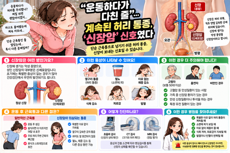 허리 통증 계속된다면? 신장 이상 의심해볼 동반 증상