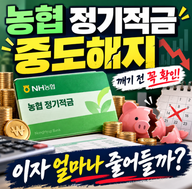 농협 정기적금 중도해지 이자 얼마? 3개월 6개월 11개월 차이