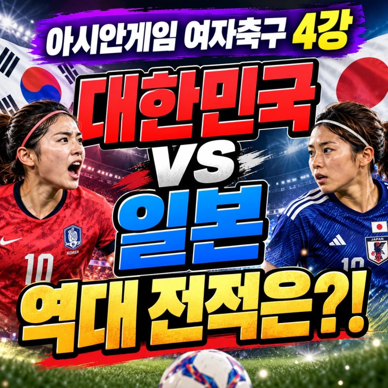 아시안게임 여자축구4강 한국대일본 AI로 분석해본 승리팀 확률은? 상대전적 및 피파랭킹 총....