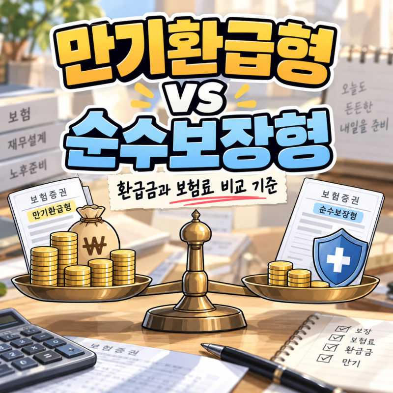 만기환급형보험 vs 순수보장형 어떻게 다를까? 환급금과 보험료 비교 기준