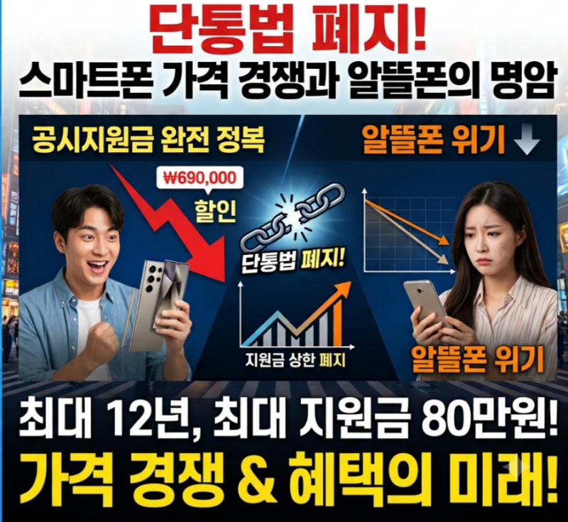"이제 갤럭시·아이폰 공짜폰 다시 나오나?" 12년 만의 단통법 폐지 팩트체크와 선택약정 25%의....