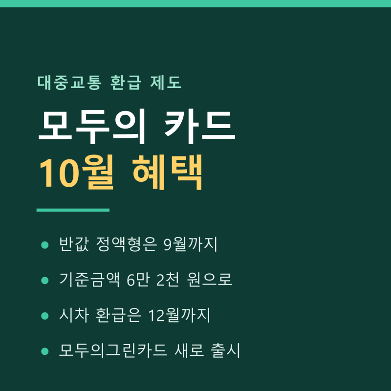 모두의 카드 10월 혜택, 반값이 끝나도 12월까지 남는 환급이 있습니다