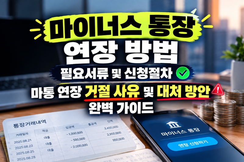 마이너스 통장 연장 방법 필요 서류 및 신청 절차부터 마통 연장 거절 사유 및 대처 방안 완....