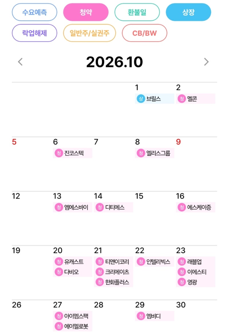 2026년 10월 공모주 일정 - 스팩주 제외 15개 기업으로 풍성!