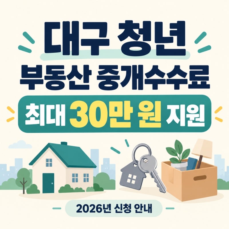대구 청년 부동산 중개수수료 지원, 최대 30만 원 대상·신청방법