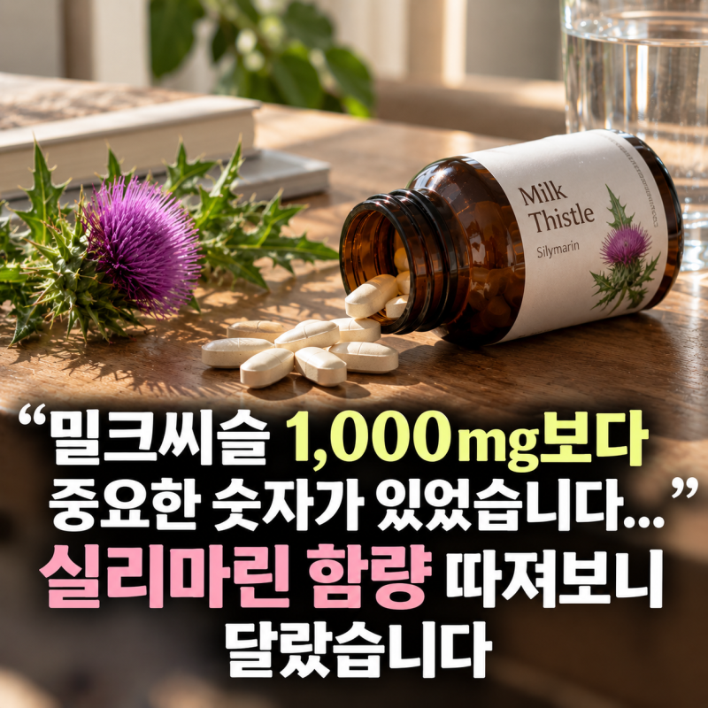 "밀크씨슬 1,000mg보다 중요한 숫자가 있었습니다..." 실리마린 함량 따져보니 달랐습니다