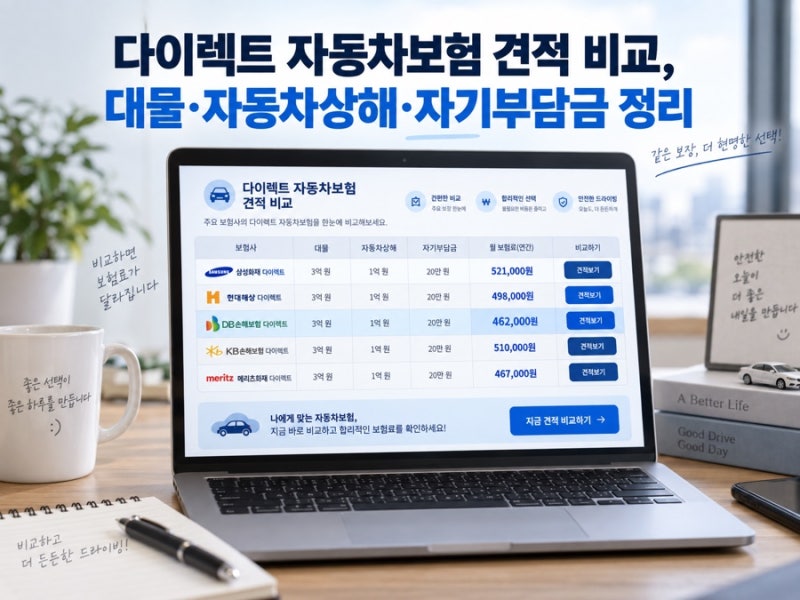 다이렉트 자동차보험 비교 전에 확인할 것, 보장·특약·자기부담금 비교 순서