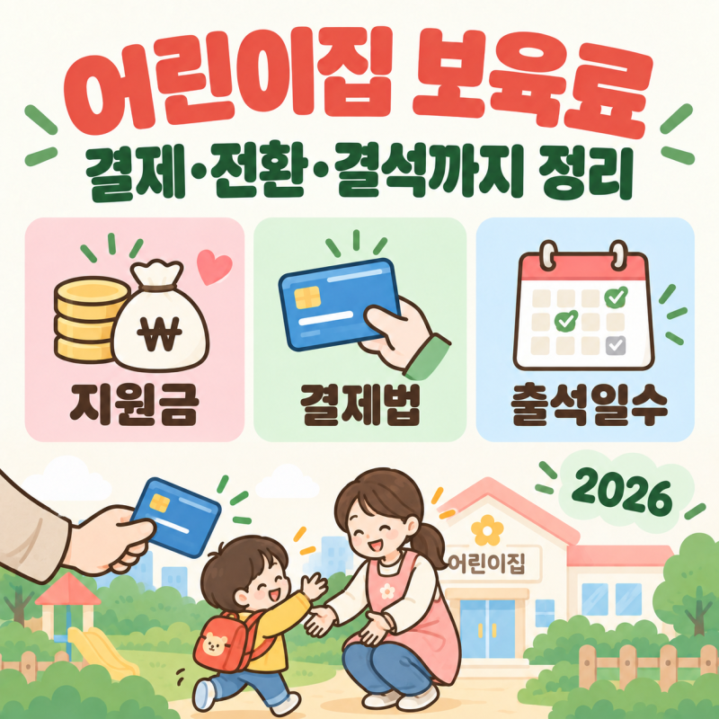 2026 어린이집 보육료 총정리｜결제 방법·보육료 전환·장기 결석·출석일수 기준