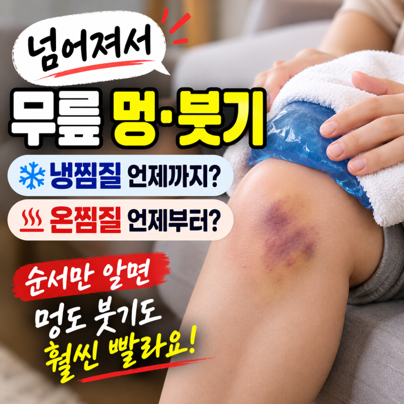넘어져서 무릎 멍·붓기, 냉찜질 언제까지 하고 온찜질은 언제부터? (+순서 정리)