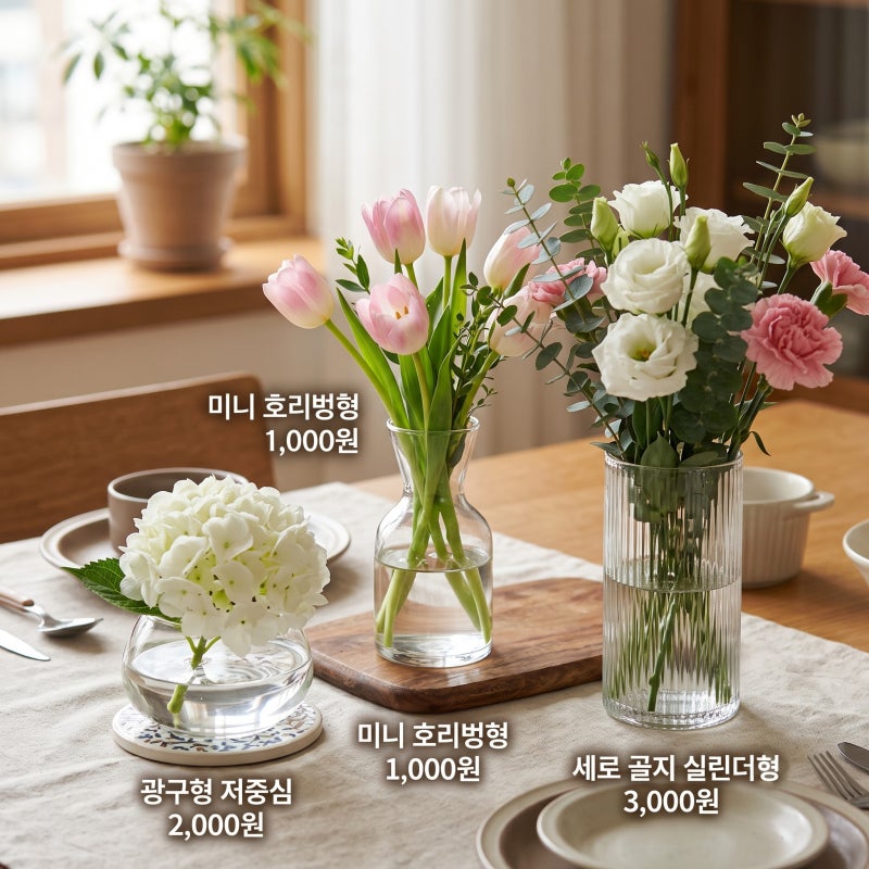 다이소 화병 추천 조합, 꽃 한단으로 감성 테이블 완성하는 비결