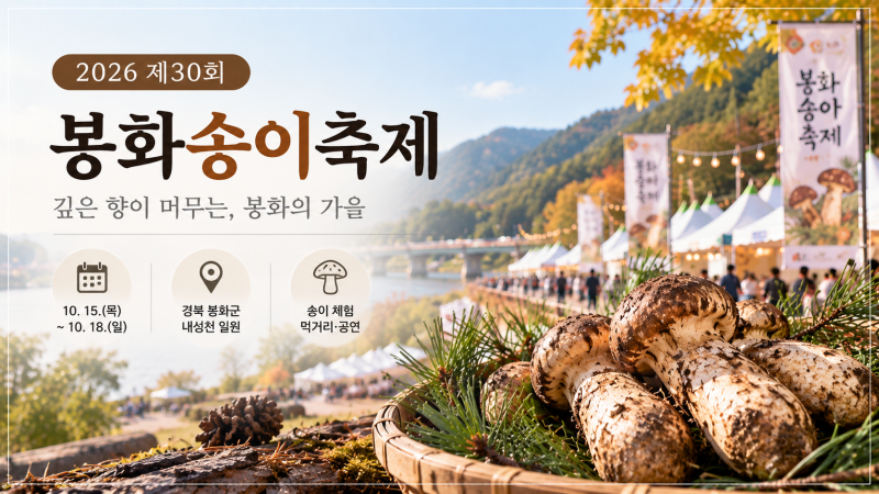 봉화송이축제 10월 15일 시작, 자연산 송이 먹거리와 체험 뭐가 있나?