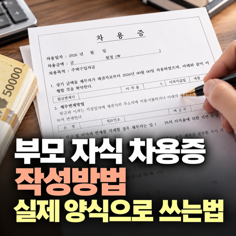 부모 자식 차용증 작성방법, 실제 양식으로 쓰는법 정리