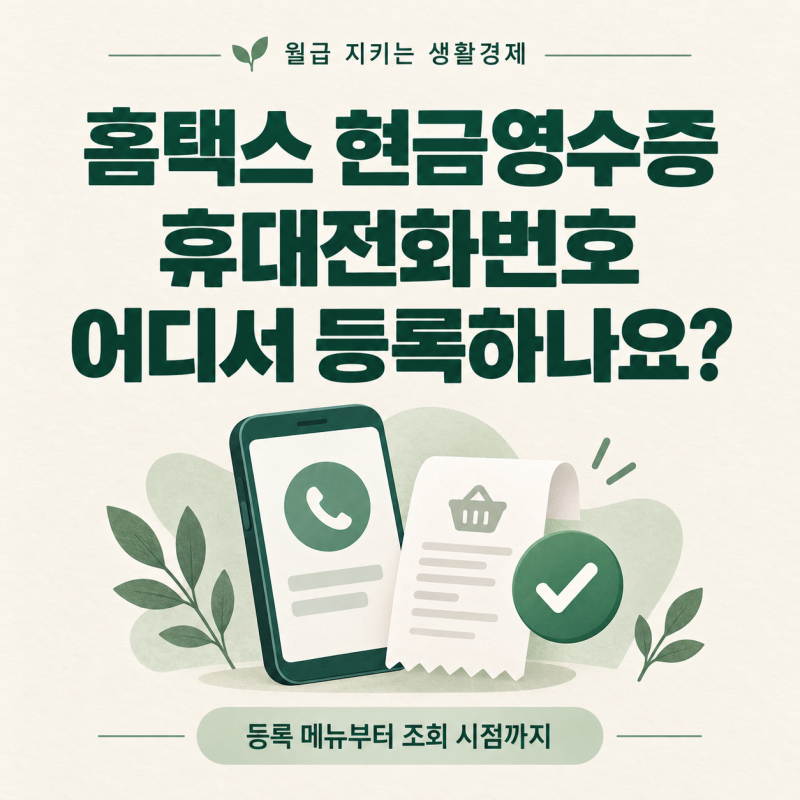 홈택스 현금영수증, 휴대전화번호는 어디서 등록하나요?