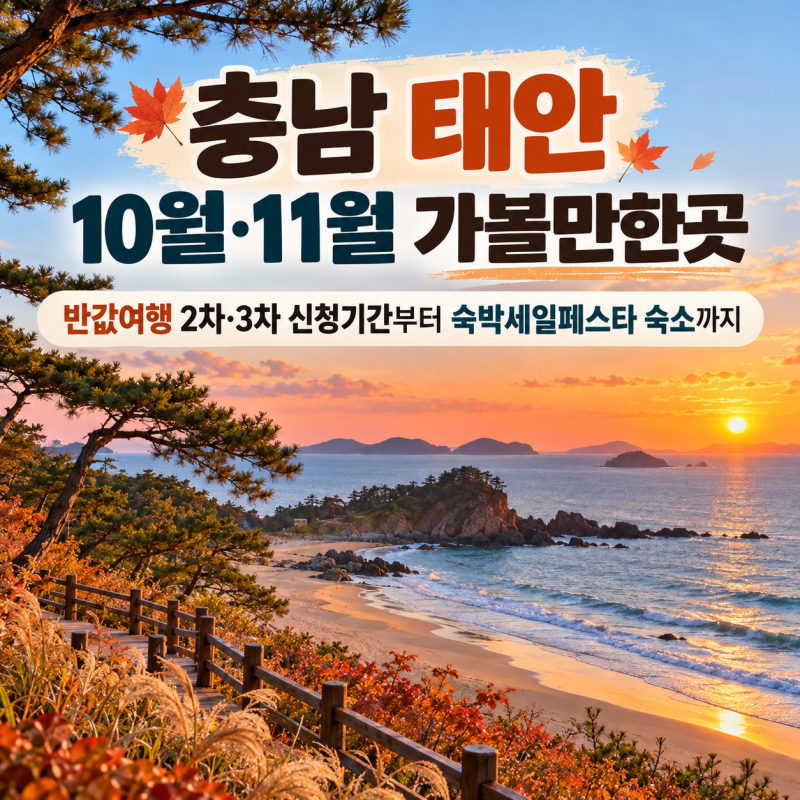 충남 태안 10월·11월 가볼만한곳｜반값여행 2차·3차 신청기간부터 숙박세일페스타 숙소까지