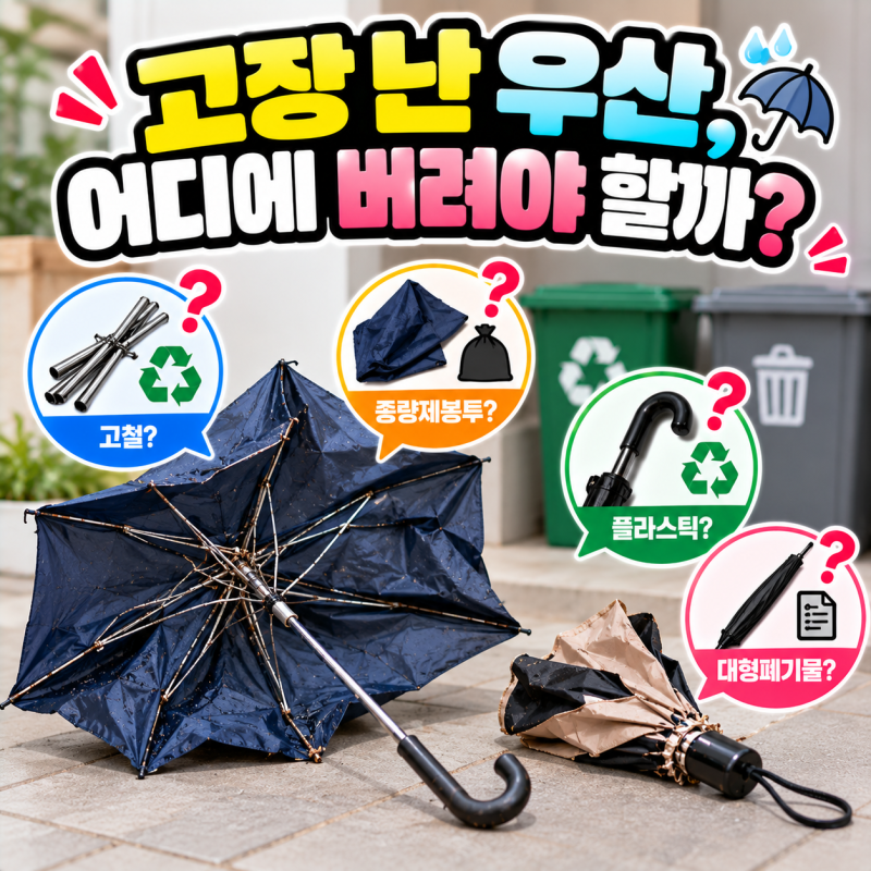 우산 버리는 법, 고장 난 장우산·접이식 우산 분리배출 방법
